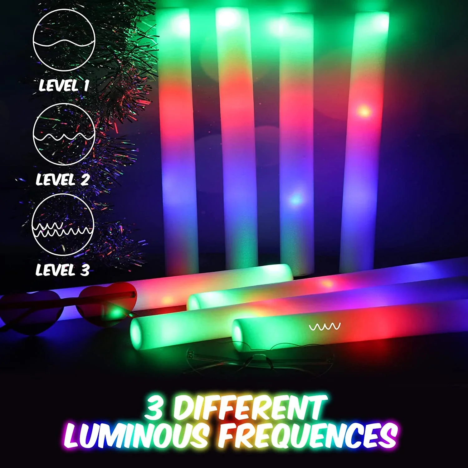 50Pcs LED Foam Glow Sticks 8~1 - огляд і ціна Flashing Led Foam Sticks Party